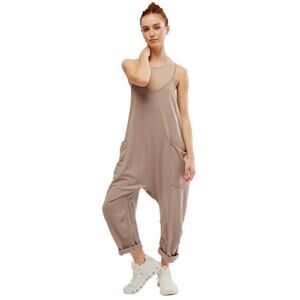 Free People Hot Shot Onesie Romper Size Small oversized Mocha Latte Brown NWT